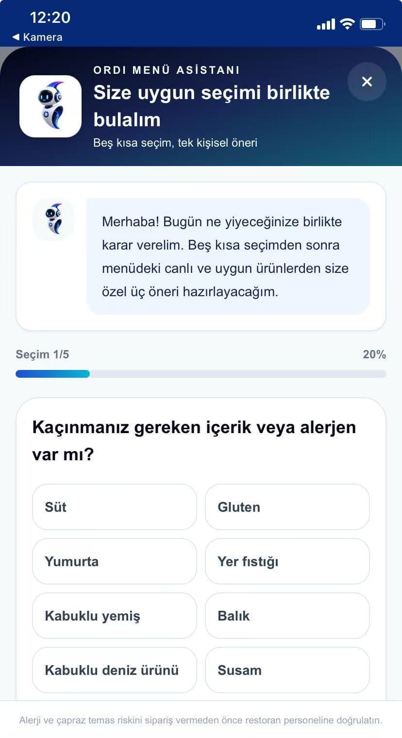ORDI Menü Asistanı